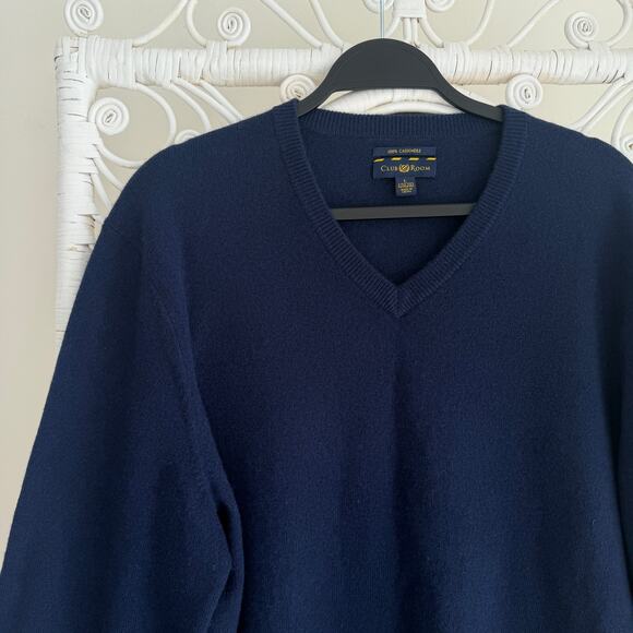 Club Room Cashmere Sweater Large Navy Minimalist Quiet Luxury Pullover - Picture 6 of 9